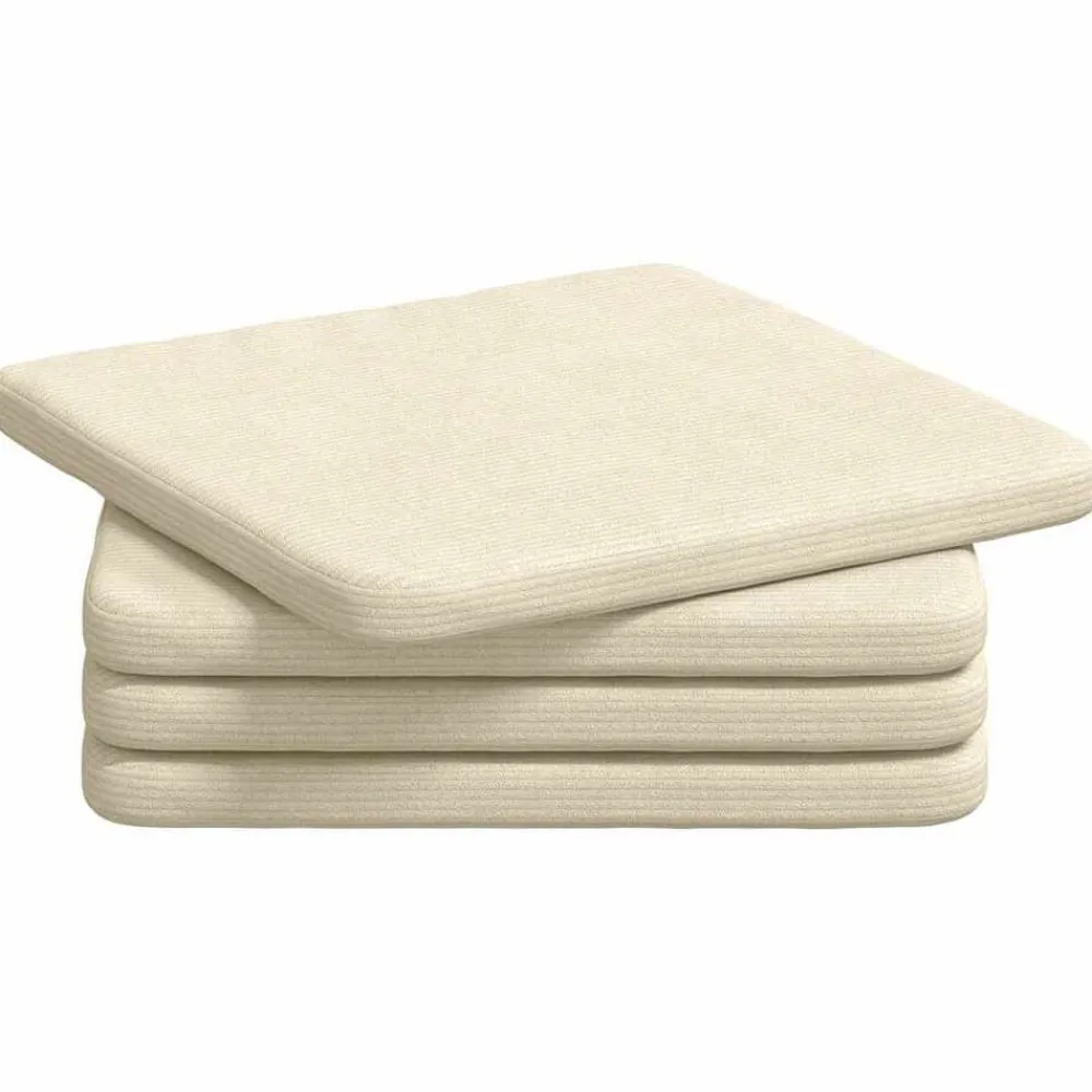 vidaXL Cojines para asiento 4 pcs 40 x 40 x 3 cm Tela de pana Crema