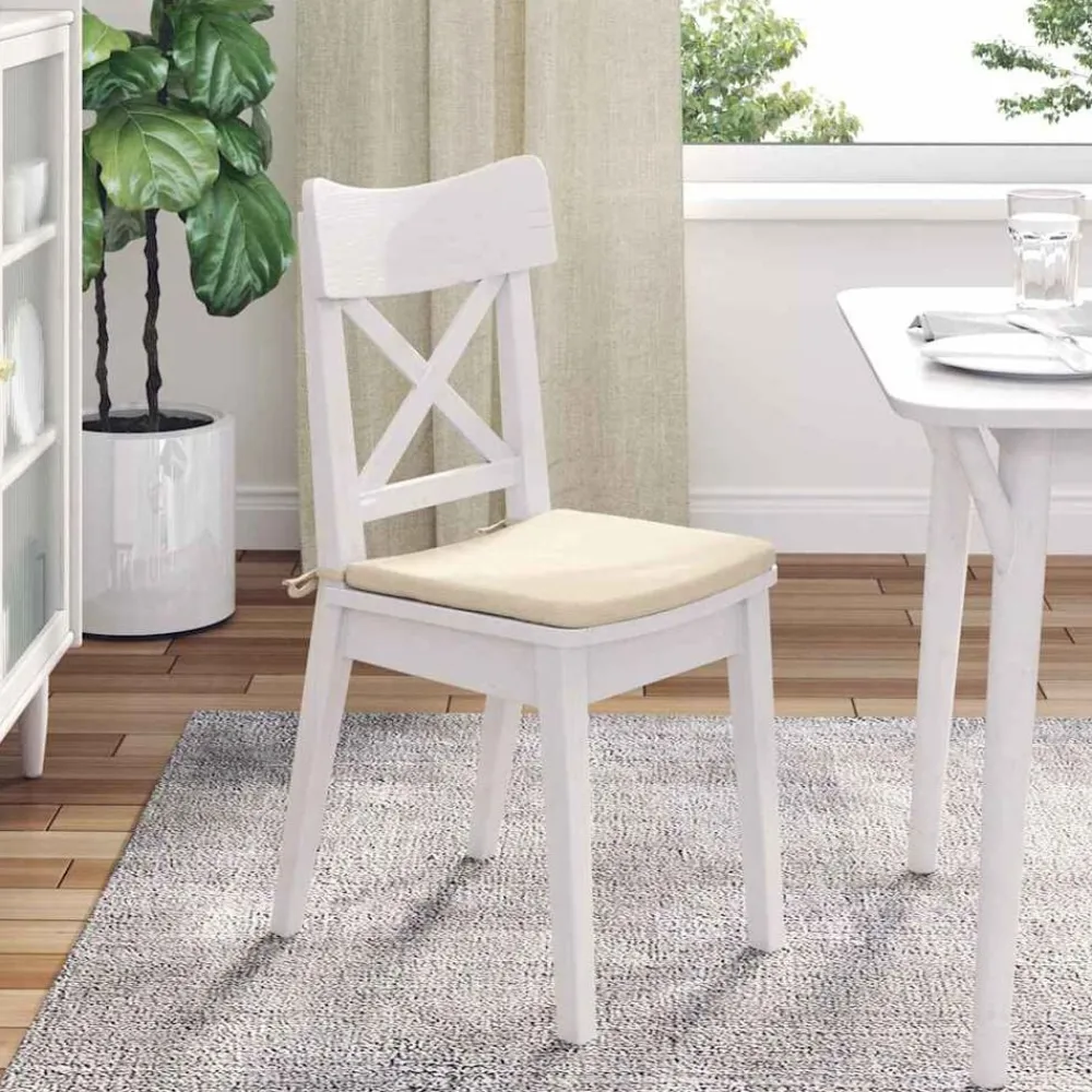 vidaXL Cojines para asiento 4 pcs 40 x 40 x 3 cm Tela de pana Crema