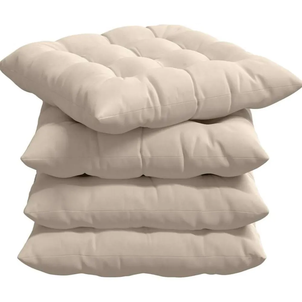 vidaXL Cojines para asiento 4 pcs 40 x 40 x 6 cm Microfibra Beige Discount