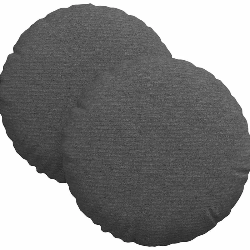 vidaXL Cojines para asiento 2 pcs Ø30 x 13 cm Tela de pana Gris oscuro Online