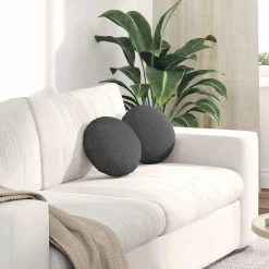 vidaXL Cojines para asiento 2 pcs Ø30 x 13 cm Tela de pana Gris oscuro Online