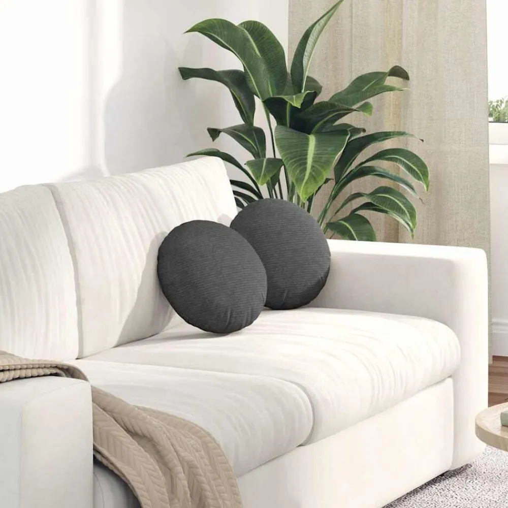 vidaXL Cojines para asiento 2 pcs Ø30 x 13 cm Tela de pana Gris oscuro Online