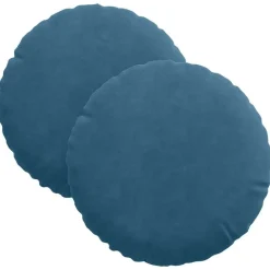 vidaXL Cojines para asiento 2 pcs Ø30 x 13 cm Terciopelo Azul Outlet