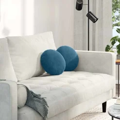vidaXL Cojines para asiento 2 pcs Ø30 x 13 cm Terciopelo Azul Outlet