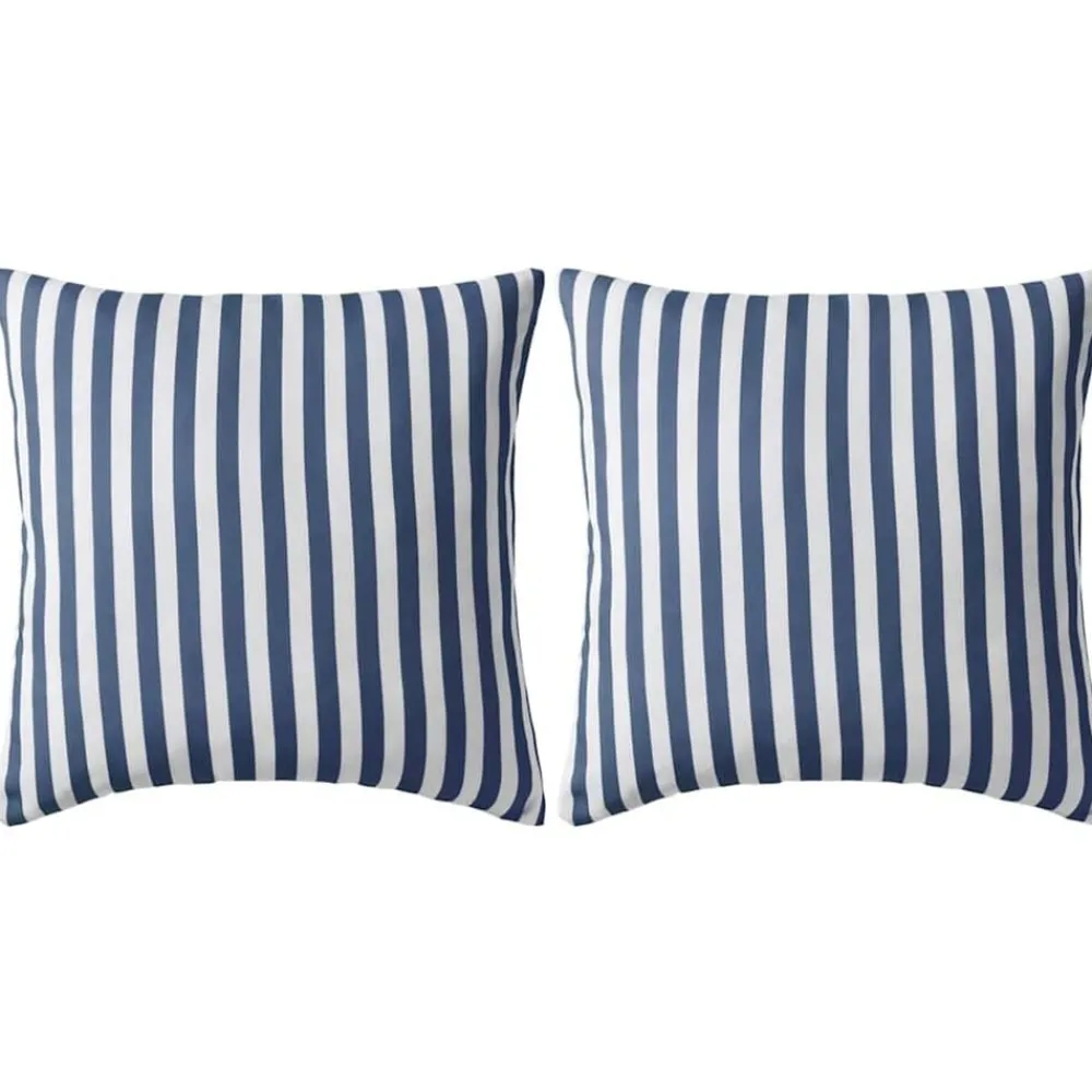 vidaXL Cojines para exterior a rayas 45x45 cm azul marino 2 unidades rayas azul marina Outlet