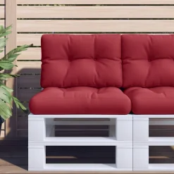 vidaXL Decoración-Cojines para palets 2 unidades tela rojo tinto