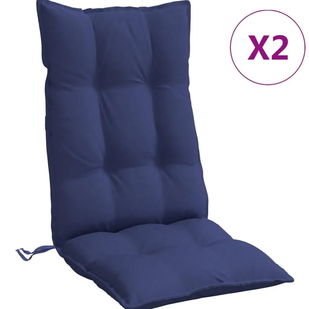 vidaXL Cojines para silla respaldo alto 2 uds tela Oxford Azul marino Sale