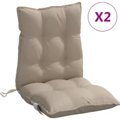 vidaXL Cojines para silla respaldo bajo 2 uds tela Oxford gris taupe Taupé New