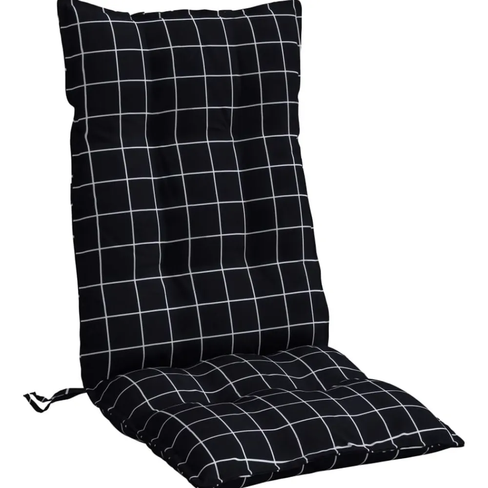 vidaXL Cojines para silla respaldo alto 2 uds tela a cuadros negro Estampado de cuadros negros Sale