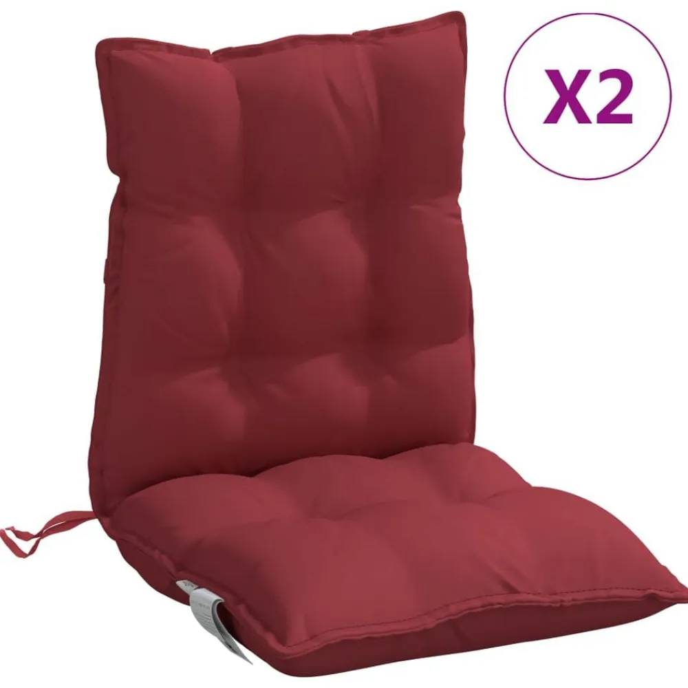 vidaXL Cojines para silla respaldo bajo 2 uds tela Oxford rojo tinto Rojo vino tinto Online