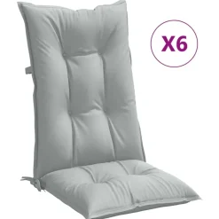 vidaXL Cojines para silla respaldo alto 6 uds tela gris claro melange gris claro mezcla Outlet