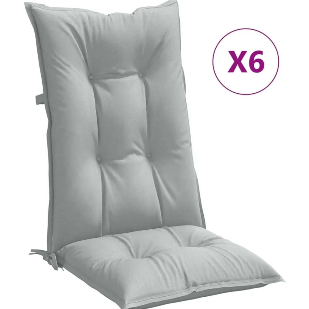 vidaXL Cojines para silla respaldo alto 6 uds tela gris claro melange gris claro mezcla Outlet