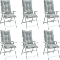 vidaXL Cojines para silla respaldo alto 6 uds tela gris claro melange gris claro mezcla Outlet