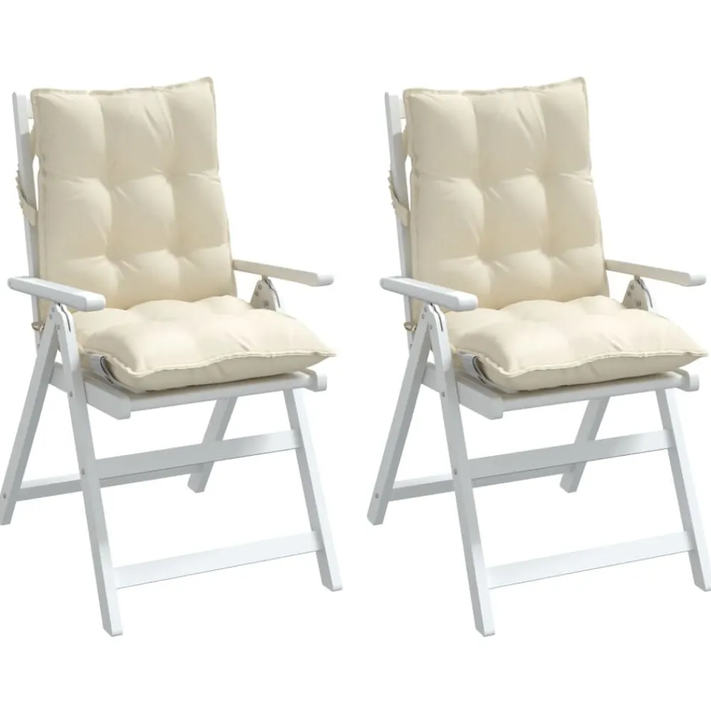vidaXL Cojines para silla con respaldo bajo 2 uds tela Oxford Crema New