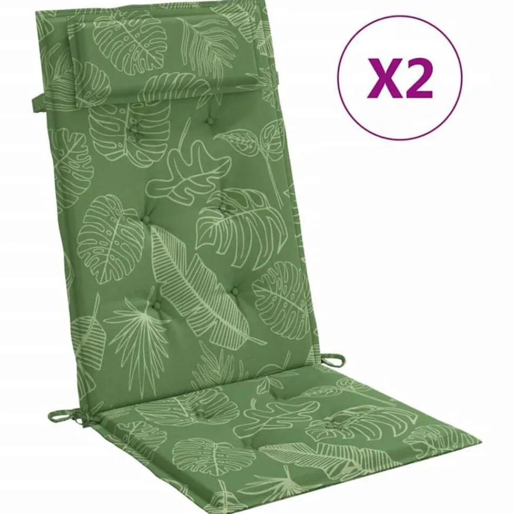 vidaXL Cojines silla respaldo alto 2 uds tela Oxford estampado hojas Diseño de hojas Outlet