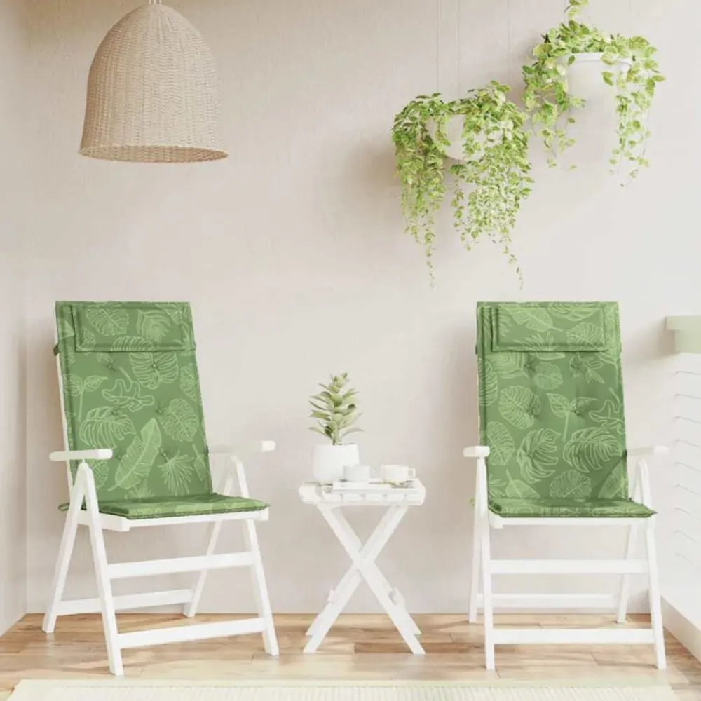 vidaXL Cojines silla respaldo alto 2 uds tela Oxford estampado hojas Diseño de hojas Outlet