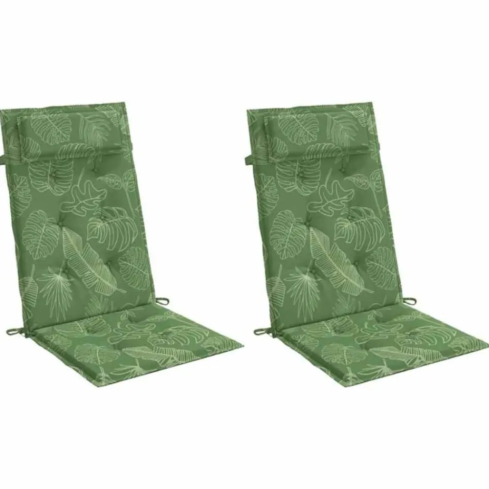 vidaXL Cojines silla respaldo alto 2 uds tela Oxford estampado hojas Diseño de hojas Outlet