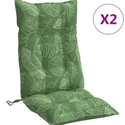 vidaXL Cojines silla respaldo alto 2 uds tela Oxford estampado hojas Dise&ntilde;o de hojas Clearance