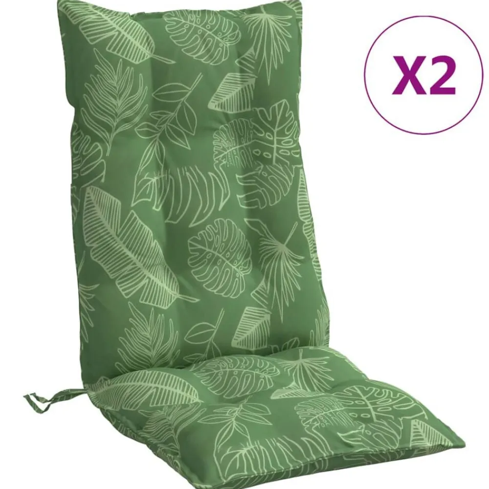 vidaXL Cojines silla respaldo alto 2 uds tela Oxford estampado hojas Diseño de hojas Clearance