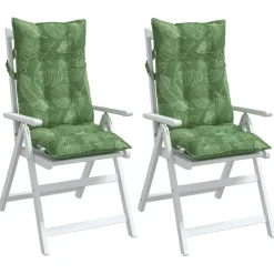 vidaXL Cojines silla respaldo alto 2 uds tela Oxford estampado hojas Diseño de hojas Clearance