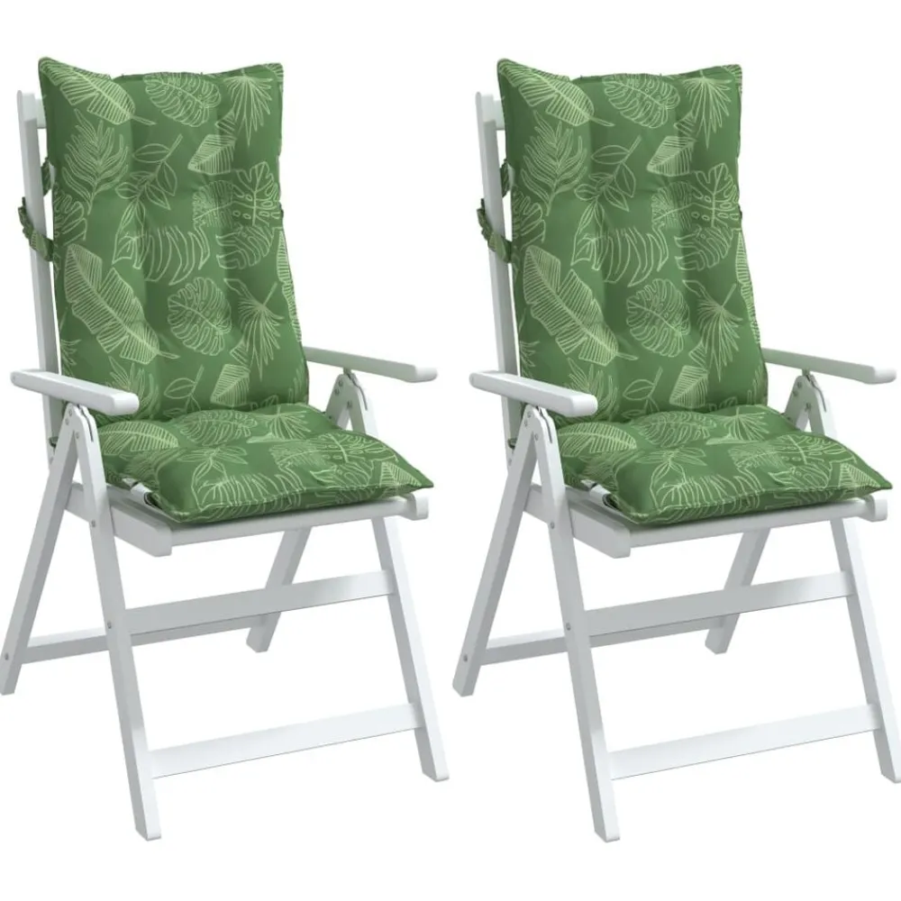 vidaXL Cojines silla respaldo alto 2 uds tela Oxford estampado hojas Diseño de hojas Clearance