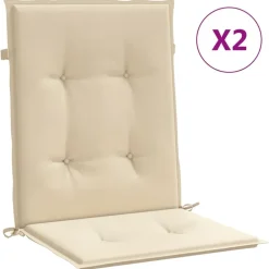 vidaXL Cojín de silla de jardín respaldo bajo 2 uds tela Oxford Beige Online