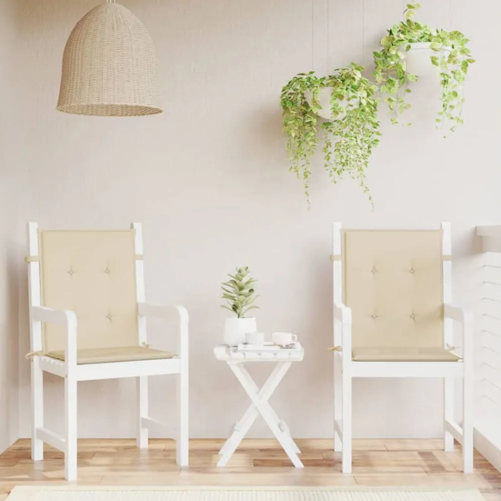 vidaXL Cojín de silla de jardín respaldo bajo 2 uds tela Oxford Beige Online