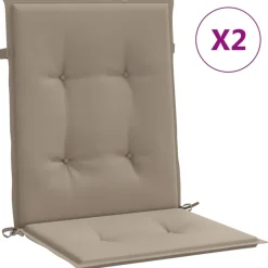 vidaXL Cojín de silla de jardín respaldo bajo 2 uds tela Oxford Taupé Hot