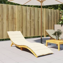 vidaXL Cojín de tumbona de tela Oxford 200x50x3 cm Crema