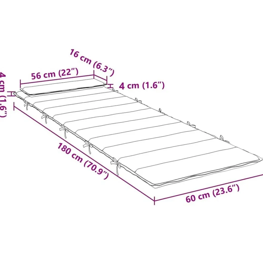 vidaXL Cojín de tumbona de tela Oxford 180x60x4 cm Negro Clearance