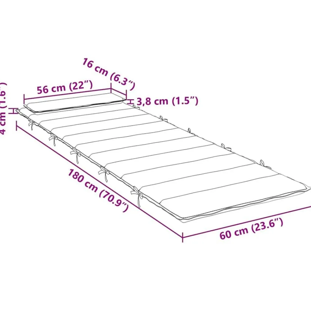 vidaXL Decoración-Cojín de tumbona de tela Oxford 180x60x4 cm