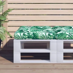 vidaXL Cojín para palés tela 50x50x12 cm Estampado de hojas Discount