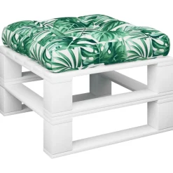 vidaXL Cojín para palés tela 50x50x12 cm Estampado de hojas Discount