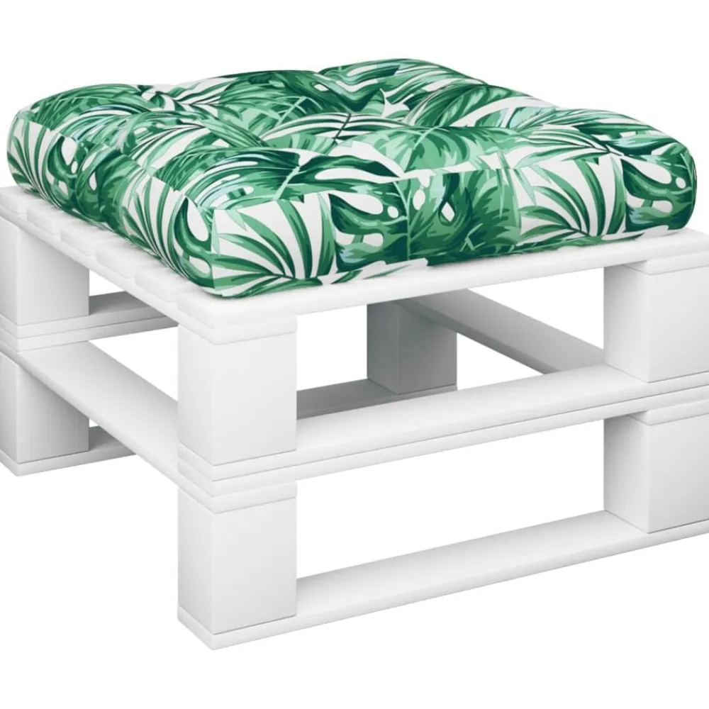 vidaXL Cojín para palés tela 50x50x12 cm Estampado de hojas Discount