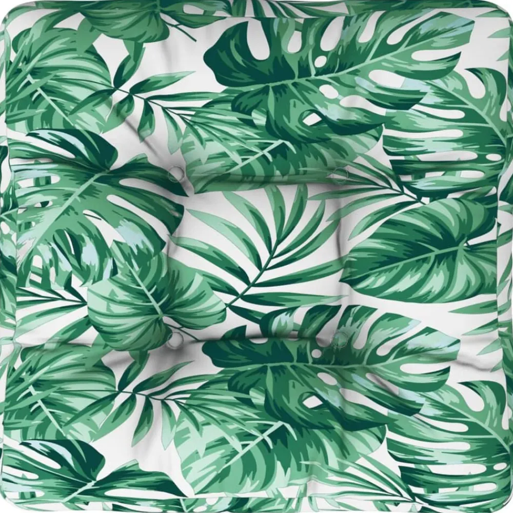 vidaXL Cojín para palés tela 50x50x12 cm Estampado de hojas Discount