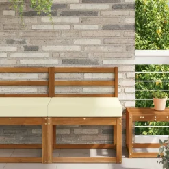 vidaXL Cojín para sofá de exterior 60 x 60 x 8 cm Poliéster Crema Hot