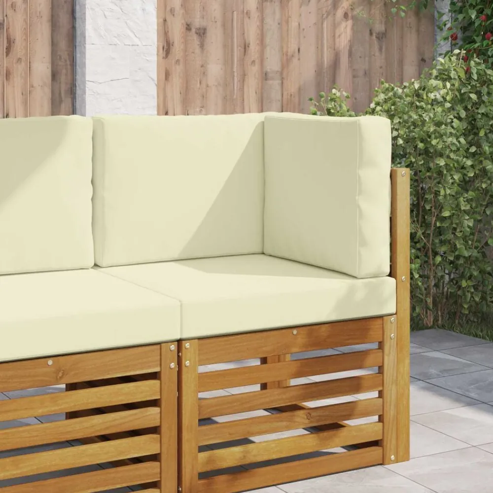 vidaXL Cojín para sofá de exterior 3 pcs Poliéster Crema Best