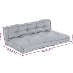 vidaXL Cojín para Sofá Pallet 2 pcs 120 x 80 x 38 cm Tela Gris Clearance