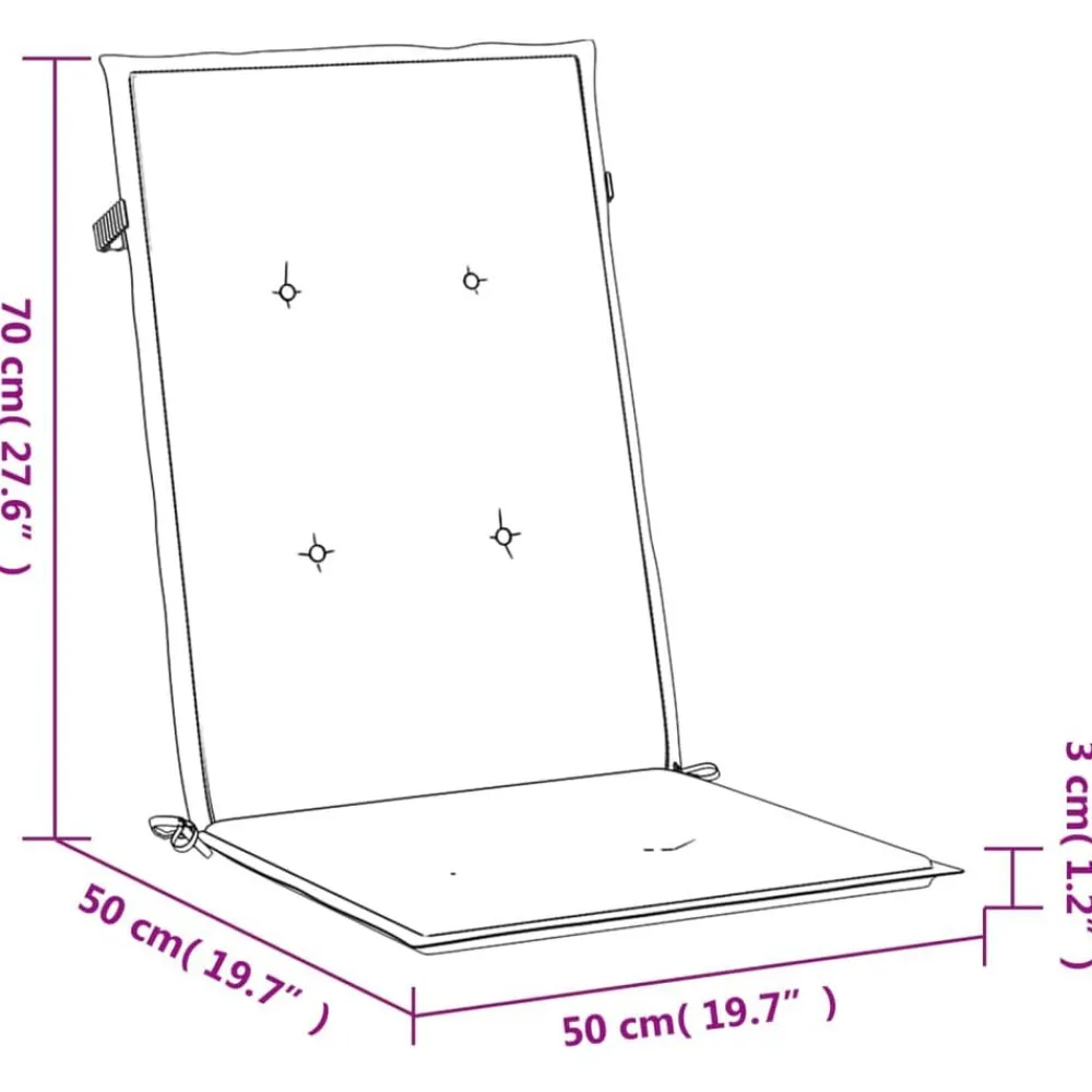 vidaXL Decoración-Cojín silla de jardín respaldo alto 2 uds tela 120x50x3 cm