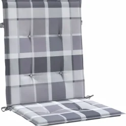 vidaXL Cojín silla de jardín respaldo bajo 2 uds tela a cuadros gris Estampados cuadros grises Clearance