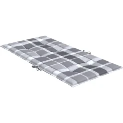 vidaXL Cojín silla de jardín respaldo bajo 2 uds tela a cuadros gris Estampados cuadros grises Clearance