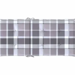vidaXL Cojín silla de jardín respaldo bajo 2 uds tela a cuadros gris Estampados cuadros grises Clearance
