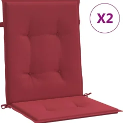 vidaXL Decoración-Cojín silla jardín respaldo bajo 2 uds tela Oxford rojo tinto