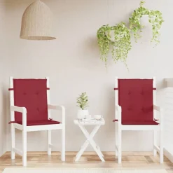 vidaXL Decoración-Cojín silla jardín respaldo bajo 2 uds tela Oxford rojo tinto