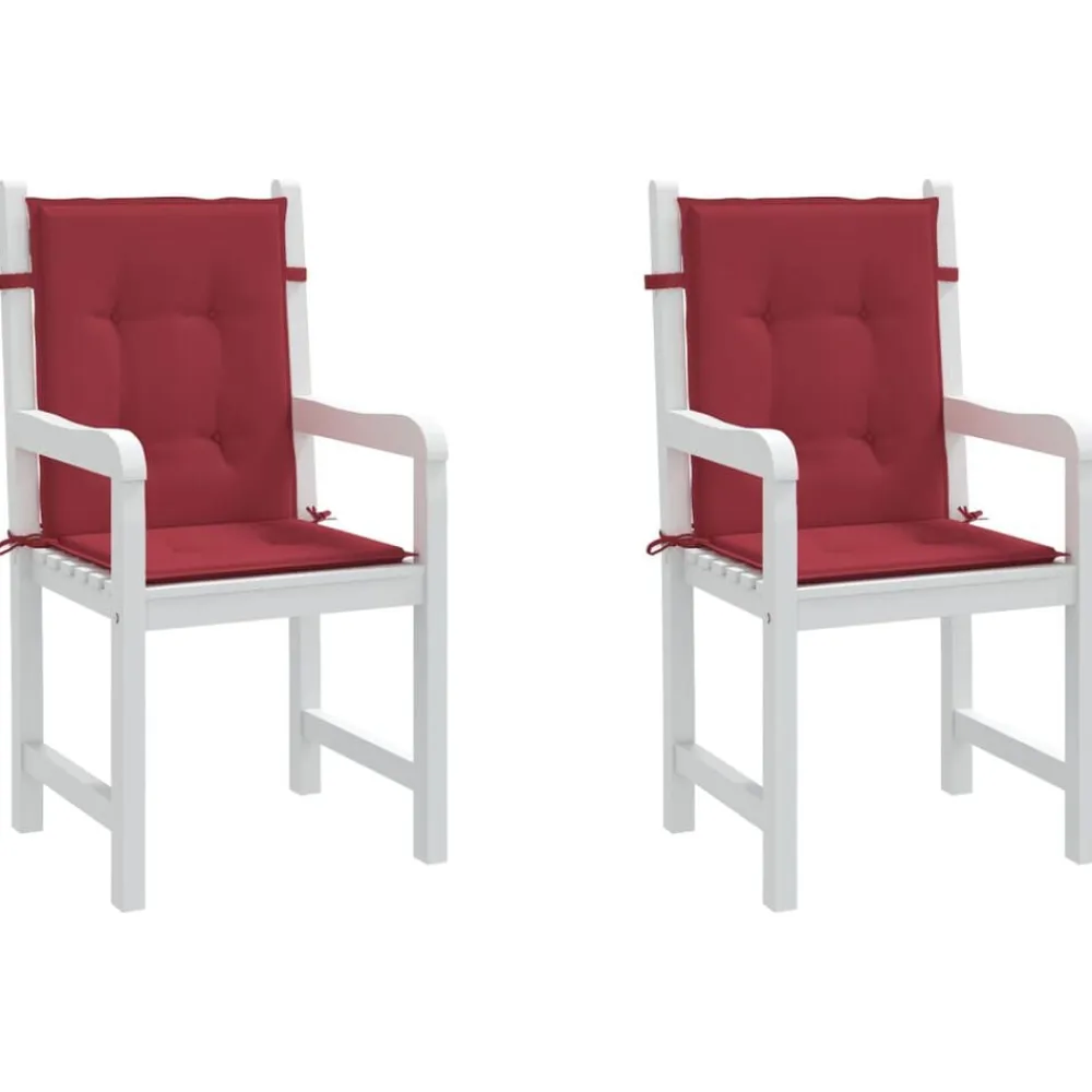 vidaXL Decoración-Cojín silla jardín respaldo bajo 2 uds tela Oxford rojo tinto