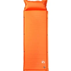 vidaXL Colchón de camping autoinflable con almohada 1 persona Naranja Hot