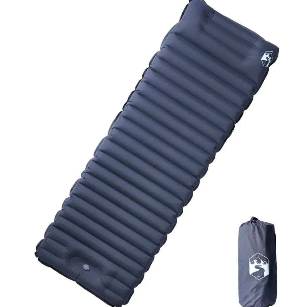 vidaXL Actividades Al Aire Libre-Colchón de camping autoinflable con con almohada 1 persona