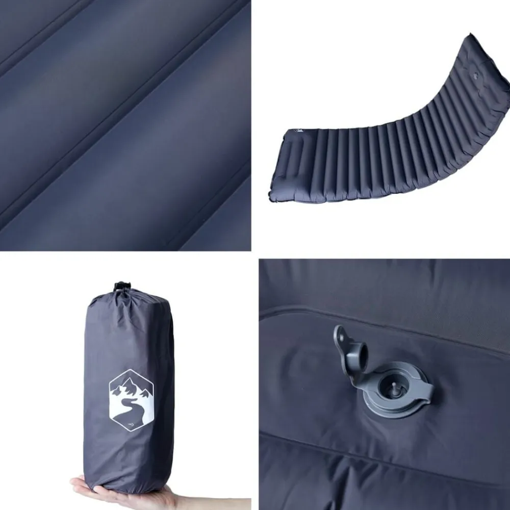 vidaXL Actividades Al Aire Libre-Colchón de camping autoinflable con con almohada 1 persona