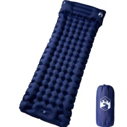 vidaXL Colchón de camping autoinflable con almohada 1 persona azul Azul marino Best