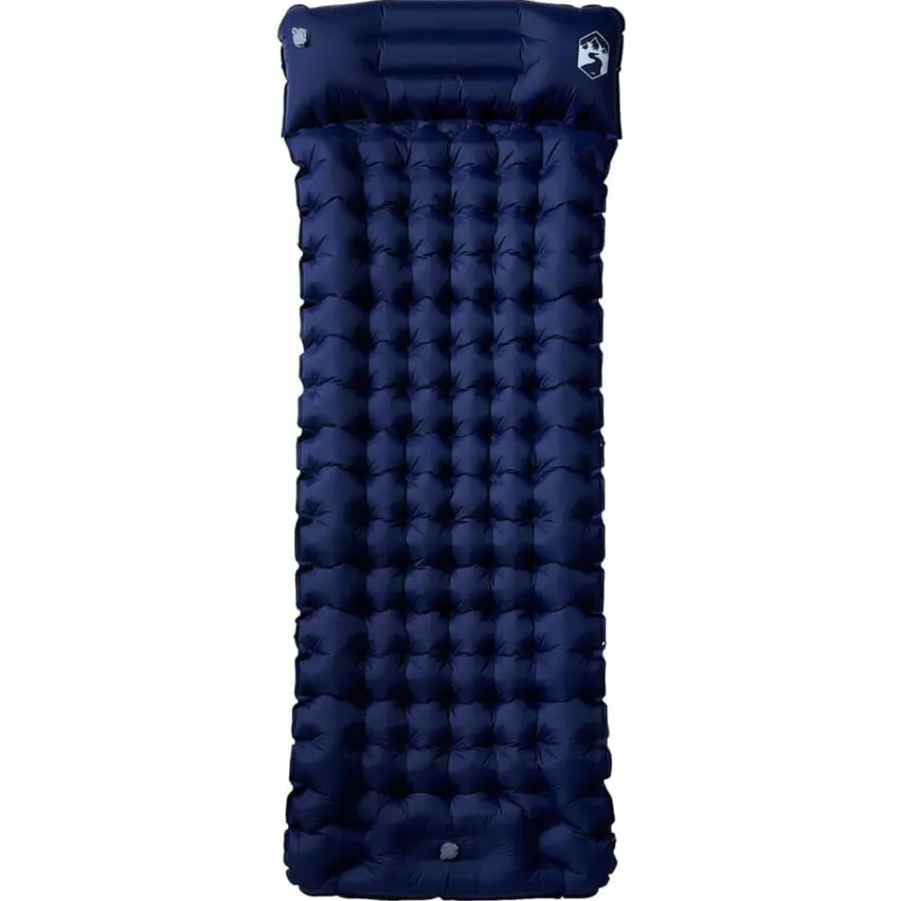 vidaXL Colchón de camping autoinflable con almohada 1 persona azul Azul marino Best